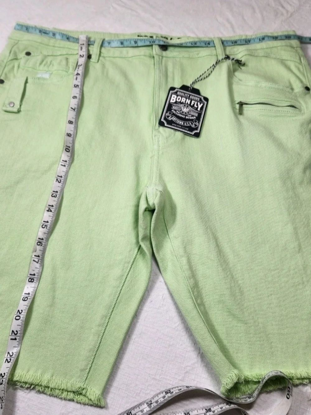 Born Fly Men's Shorts Green Denim Stretch Size 40 NWT 05